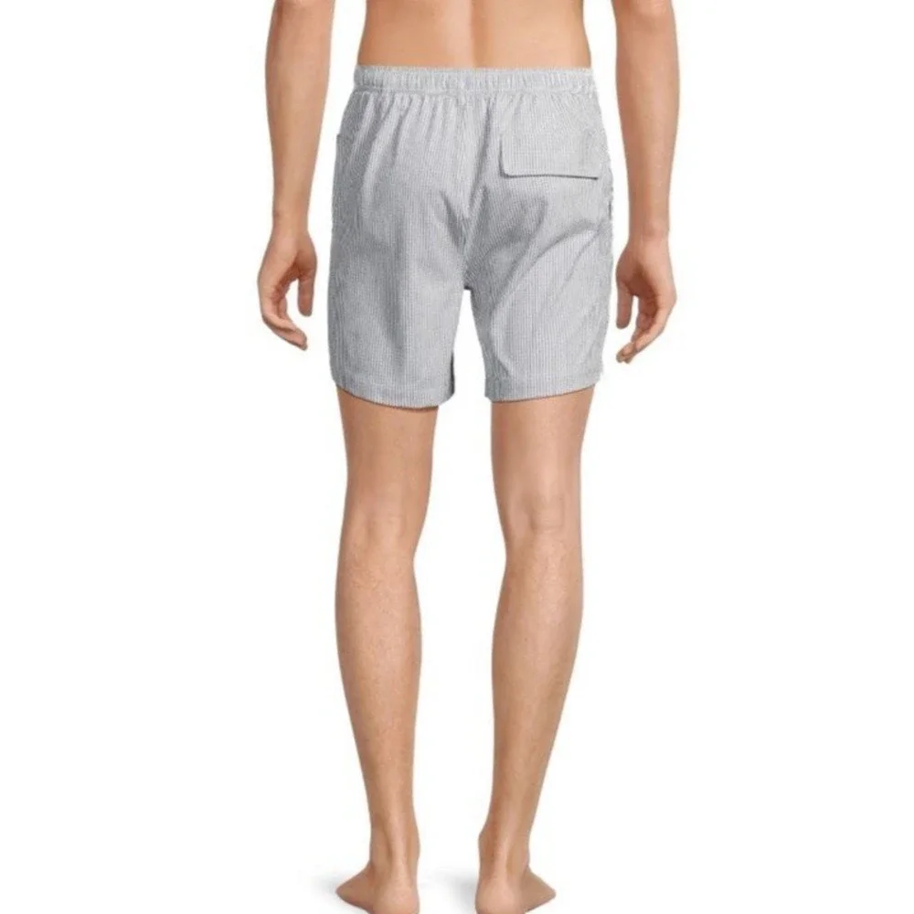 Onia Calder 6E‎ Mens Swimsuit Blue Nylon L Large Swim Trunks Shorts Flat Front